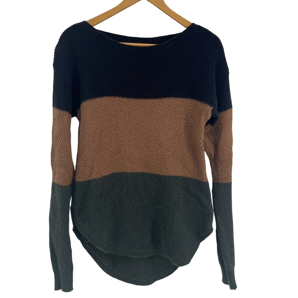 Kuhl Bella Stripe Boat Neck Sweater Colorblock Merino Wool Blend Women Size S